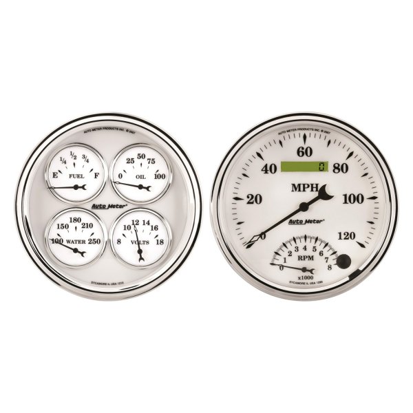 Auto Meter® - Old Tyme White II Series 5" Quad and Tachometer/Speedometer Gauge