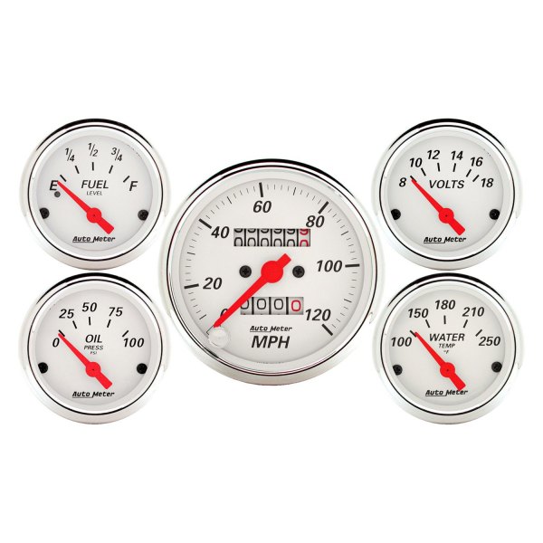 Auto Meter® - Arctic White™ 5-Piece (3-1/8" and 2-1/16") In-Dash Gauge Kit
