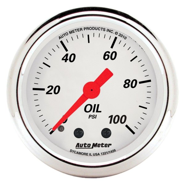 Auto Meter® - Arctic White Series 2-1/16" Oil Pressure Gauge, 0-100 PSI