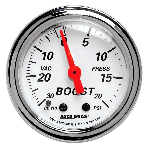 Auto Meter® - Arctic White Series 2-1/16" Boost/Vacuum Gauge, 30 In Hg/20 PSI