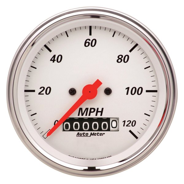 Auto Meter® - Arctic White Series 3-3/8" Speedometer Gauge, 0-120 MPH