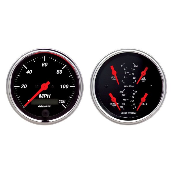 Auto Meter® - Designer Black Series 3-3/8" Quad and Speedometer Gauge