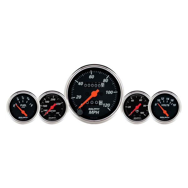 Auto Meter® - Designer Black™ 5-Piece (3-1/8" and 2-1/16") In-Dash Gauge Kit