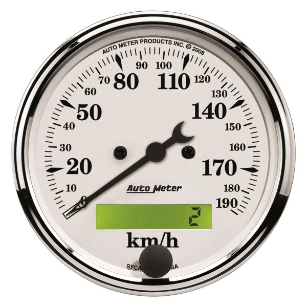 Auto Meter® - Old Tyme White Series 3-1/8" Speedometer Gauge, 0-190 KPH