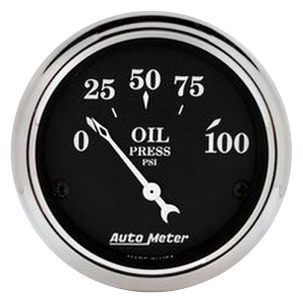 Auto Meter® - Old Tyme Black Series 2-1/16" Oil Pressure Gauge, 0-100 PSI