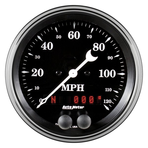 Auto Meter® - Old Tyme Black Series 3-3/8" GPS Speedometer Gauge, 0-120 MPH
