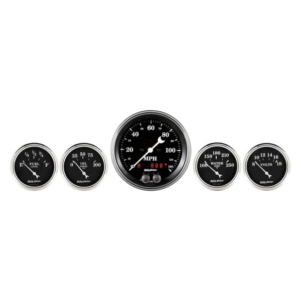 Auto Meter® - Old Tyme Black Series 5-Piece Kit