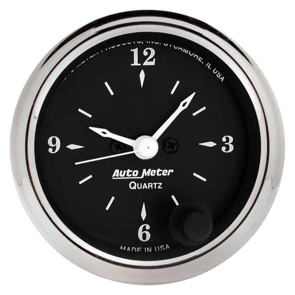 Auto Meter® - Old Tyme Black Series 2-1/16" Clock Gauge, 12 Hour