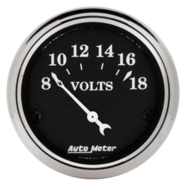Auto Meter® - Old Tyme Black Series 2-1/16" Voltmeter Gauge, 8-18V