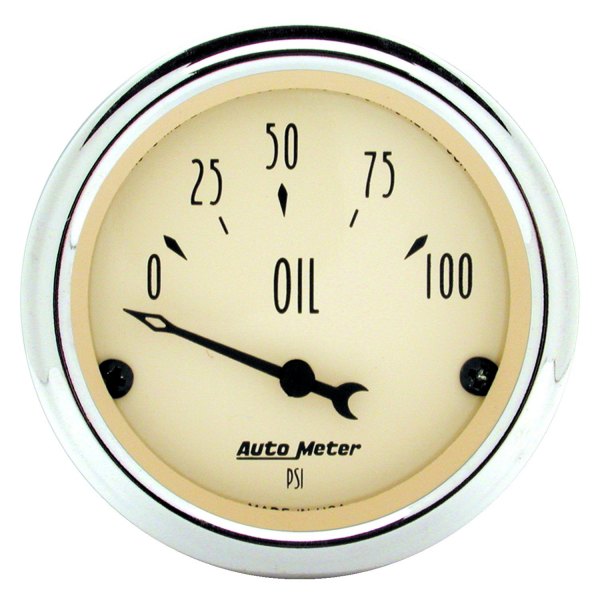 Auto Meter® - Antique Beige Series 2-1/16" Oil Pressure Gauge, 0-100 PSI