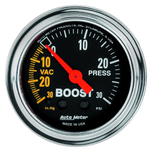 Auto Meter® - Traditional Chrome Series 2-1/16" Boost/Vacuum Gauge, 30 In Hg/30 PSI