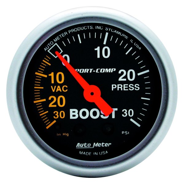 Auto Meter® - Sport-Comp Series 2-1/16" Boost/Vacuum Gauge, 30 In Hg/30 PSI