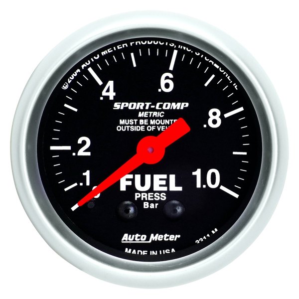 Auto Meter® - Sport-Comp Series 2-1/16" Fuel Pressure Gauge, 0-1.0 BAR