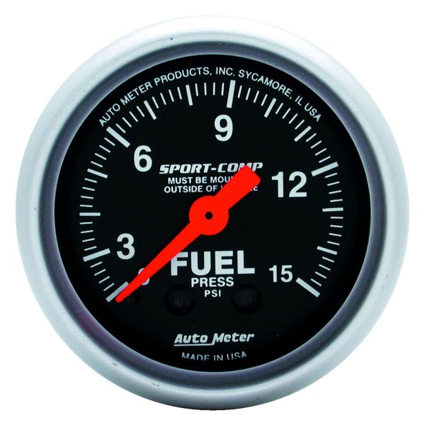 Auto Meter® - Sport-Comp Series 2-1/16" Fuel Pressure Gauge, 0-15 PSI