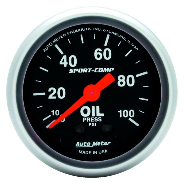 Auto Meter® - Sport-Comp Series 2-1/16" Oil Pressure Gauge, 0-100 PSI