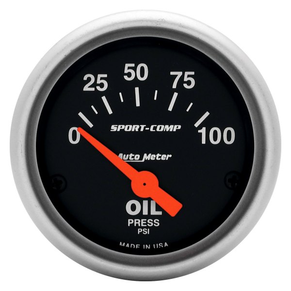 Auto Meter® - Sport-Comp Series 2-1/16" Oil Pressure Gauge, 0-100 PSI