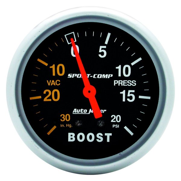 Auto Meter® - Sport-Comp Series 2-5/8" Boost/Vacuum Gauge, 30 In Hg/20 PSI
