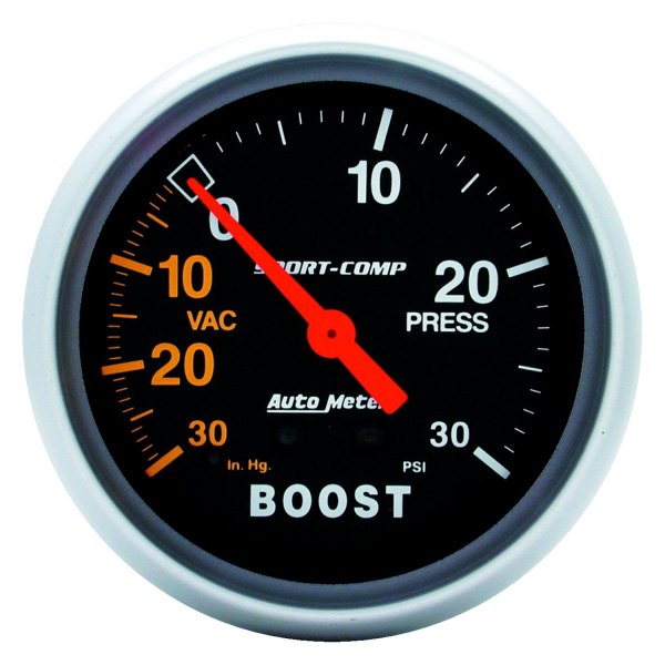 Auto Meter® - Sport-Comp Series 2-5/8" Boost/Vacuum Gauge, 30 In Hg/30 PSI