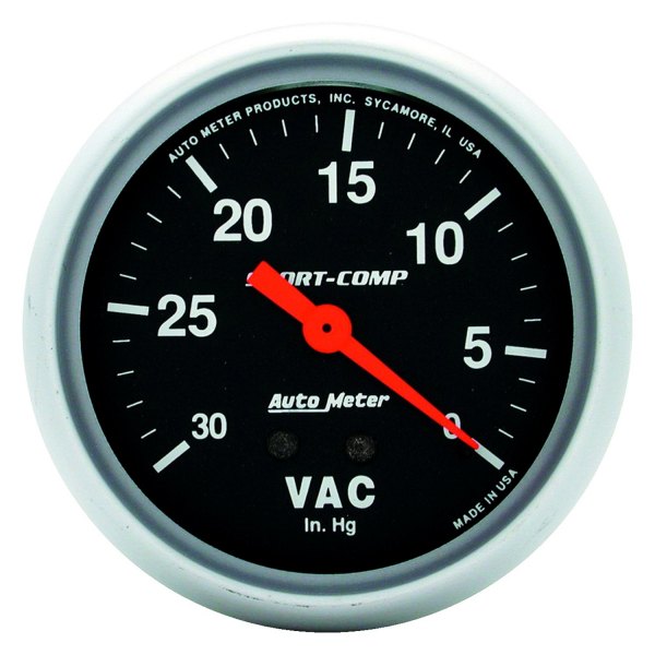 Auto Meter® - Sport-Comp Series 2-5/8" Vacuum Gauge, 0-30 In Hg