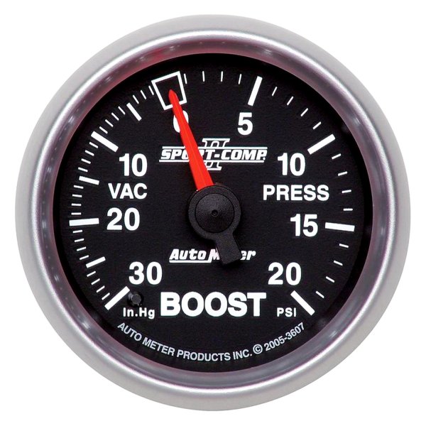 Auto Meter® - Sport-Comp II Series 2-1/16" Boost/Vacuum Gauge, 30 In Hg/20 PSI