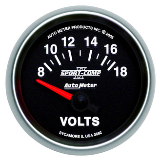 Auto Meter® - Sport-Comp II Series 2-1/16" Voltmeter Gauge, 8-18V