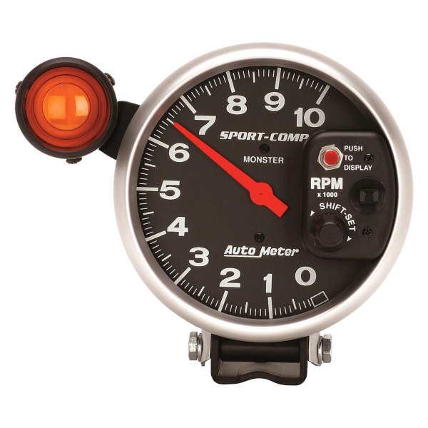 Auto Meter® - Sport-Comp Series 5" Pedestal Tachometer Gauge with External Shift-Lite, 0-10,000 RPM