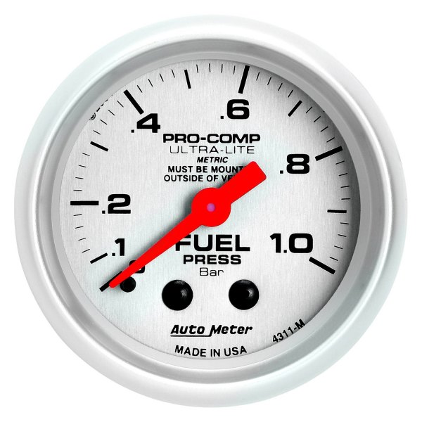 Auto Meter® - Ultra-Lite Series 2-1/16" Fuel Pressure Gauge, 0-1.0 BAR