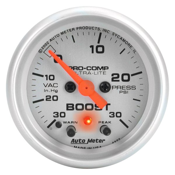 Auto Meter® - Ultra-Lite Series 2-1/16" Boost/Vacuum Gauge, 30 In Hg/30 PSI