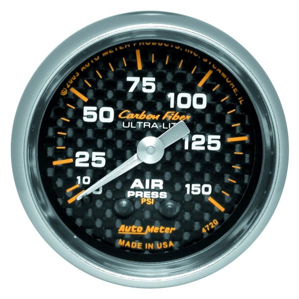 Auto Meter® - Carbon Fiber Series 2-1/16" Air Pressure Gauge, 0-150 PSI