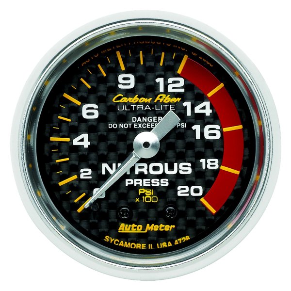 Auto Meter® - Carbon Fiber Series 2-1/16" Nitrous Pressure Gauge, 0-2000 PSI