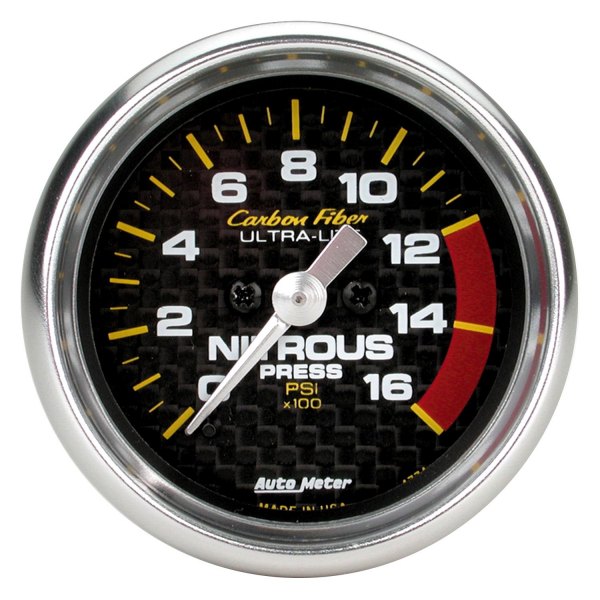 Auto Meter® - Carbon Fiber Series 2-1/16" Nitrous Pressure Gauge, 0-1600 PSI