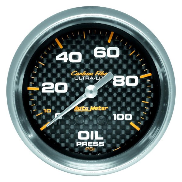 Auto Meter® - Carbon Fiber Series 2-5/8" Oil Pressure Gauge, 0-100 PSI