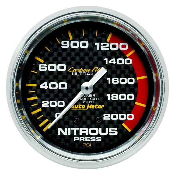 Auto Meter® - Carbon Fiber Series 2-5/8" Nitrous Pressure Gauge, 0-2000 PSI