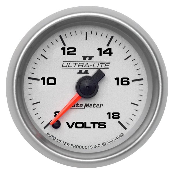 Auto Meter® - Ultra-Lite II Series 2-1/16" Voltmeter Gauge, 8-18V