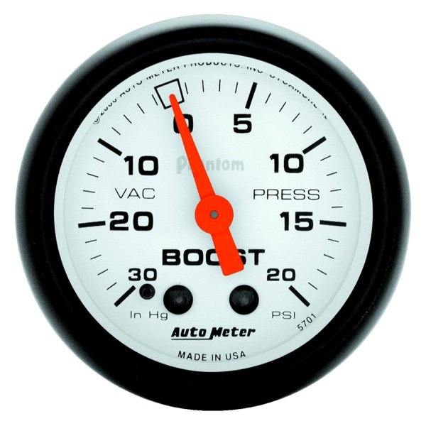 Auto Meter® - Phantom Series 2-1/16" Boost/Vacuum Gauge, 30 In Hg/20 PSI