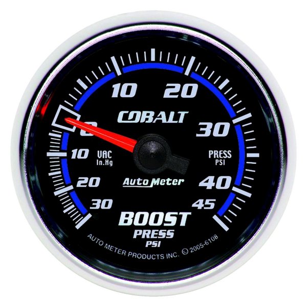 Auto Meter® - Cobalt Series 2-1/16" Boost/Vacuum Gauge, 30 In Hg/45 PSI