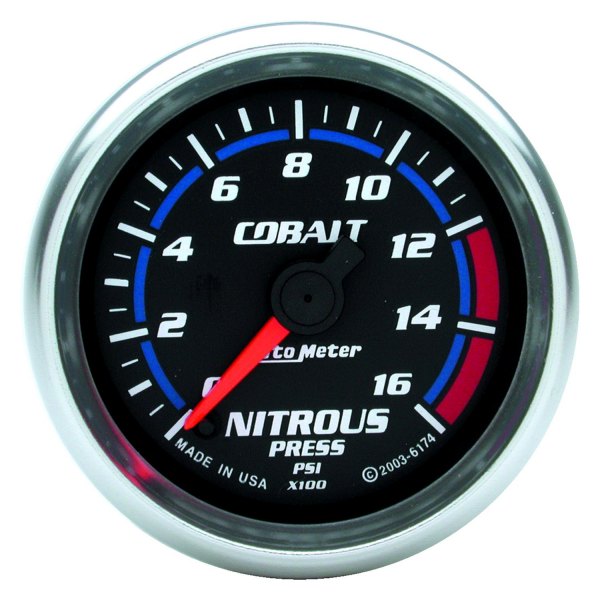Auto Meter® - Cobalt Series 2-1/16" Nitrous Pressure Gauge, 0-1600 PSI
