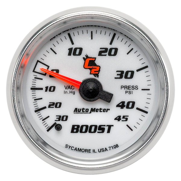 Auto Meter® - C2 Series 2-1/16" Boost/Vacuum Gauge, 30 In Hg/45 PSI