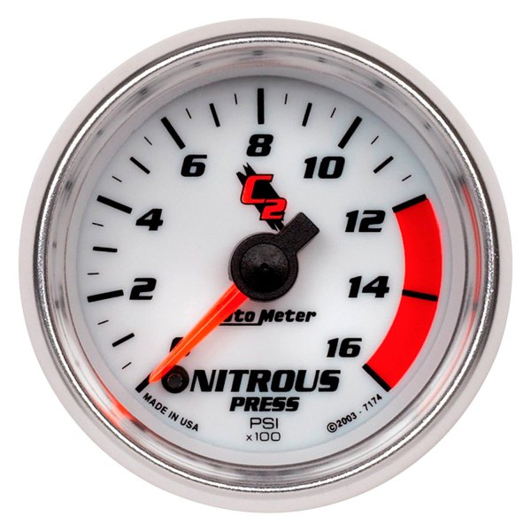 Auto Meter® - C2 Series 2-1/16" Nitrous Pressure Gauge, 0-1600 PSI