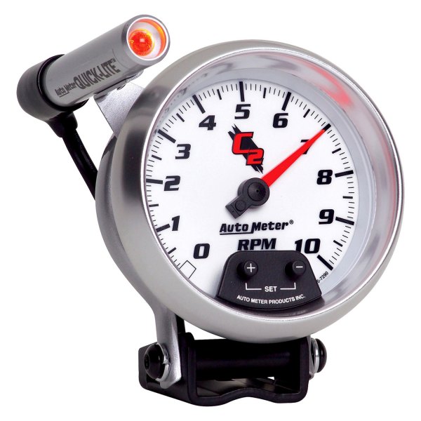 Auto Meter® - C2 Series 3-3/4" Pedestal Tachometer Gauge with External Quick-Lite, 0-10,000 RPM