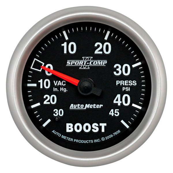 Auto Meter® - Sport-Comp II Series 2-5/8" Boost/Vacuum Gauge, 30 In Hg/45 PSI