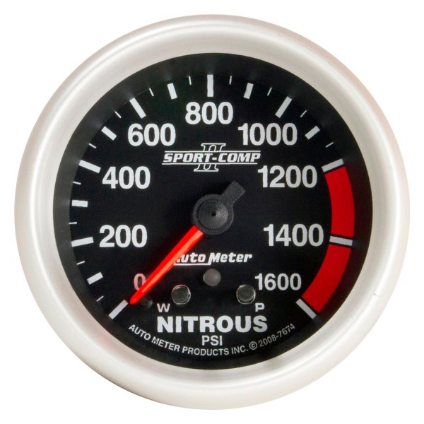 Auto Meter® - Sport-Comp II Series 2-5/8" Nitrous Pressure Gauge, 0-1600 PSI