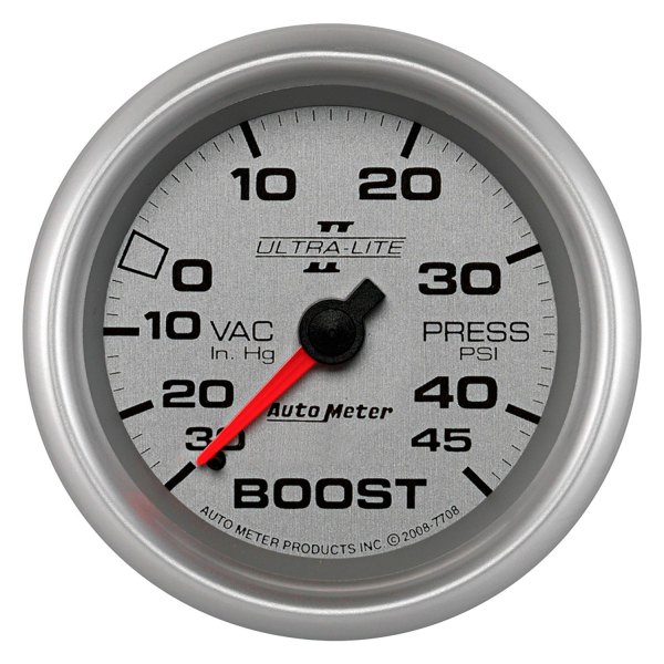 Auto Meter® - Ultra-Lite II Series 2-5/8" Boost/Vacuum Gauge, 30 In Hg/45 PSI