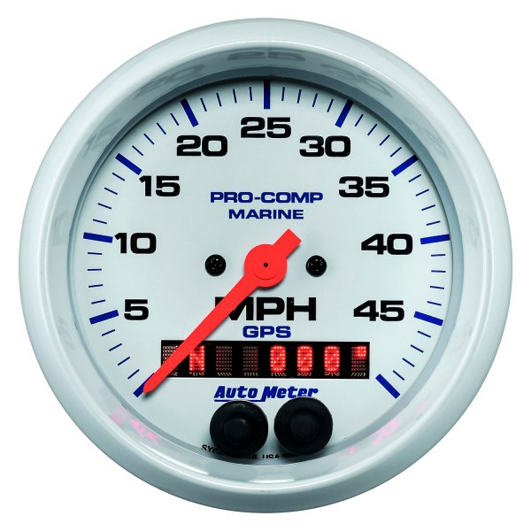 Auto Meter® - Marine White Series 3-3/8" Speedometer Gauge, 0-50 MPH