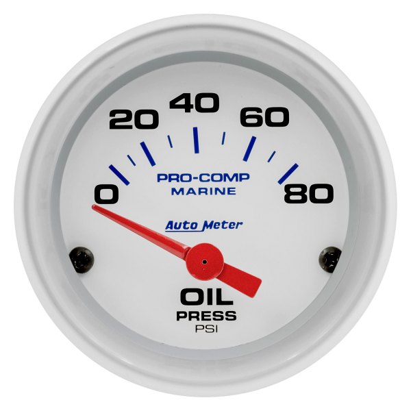 Auto Meter® - 2.06" White In-Dash Mount Electric Oil Pressure Gauge