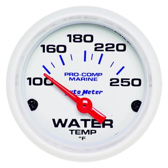 Auto Meter® 200762 - Marine White Series 2-1/16" Water Temperature Gauge, 100-250 F
