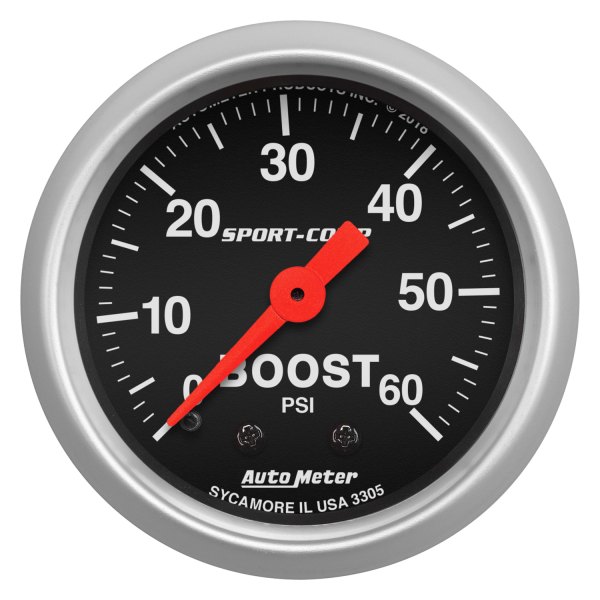Auto Meter® - Sport-Comp Series 2-1/16" Boost Gauge, 0-60 PSI