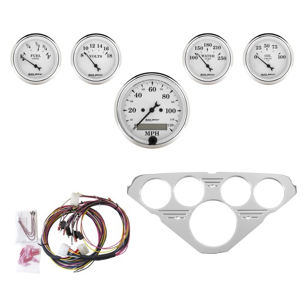 Auto Meter® - Old Tyme White Series Direct Fit 5-Piece Gauge Panel Kit