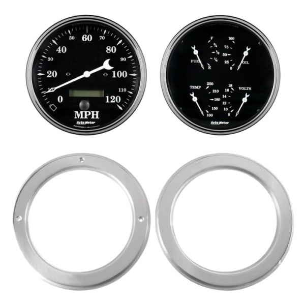 Auto Meter® - Old Tyme Black Series Quad and Tachometer/Speedometer Gauge