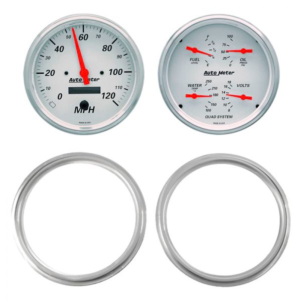 Auto Meter® - Arctic White Series Quad and Tachometer/Speedometer Gauge